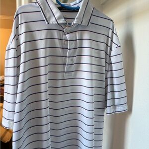 RLX Ralph Lauren White and Blue Polo Shirt Classic Striped Design